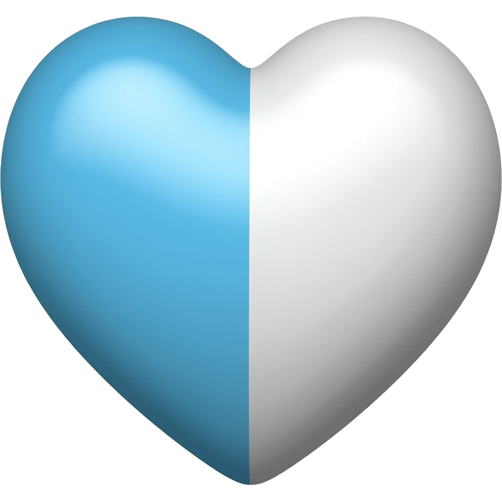 Half blue half white heart emoji
