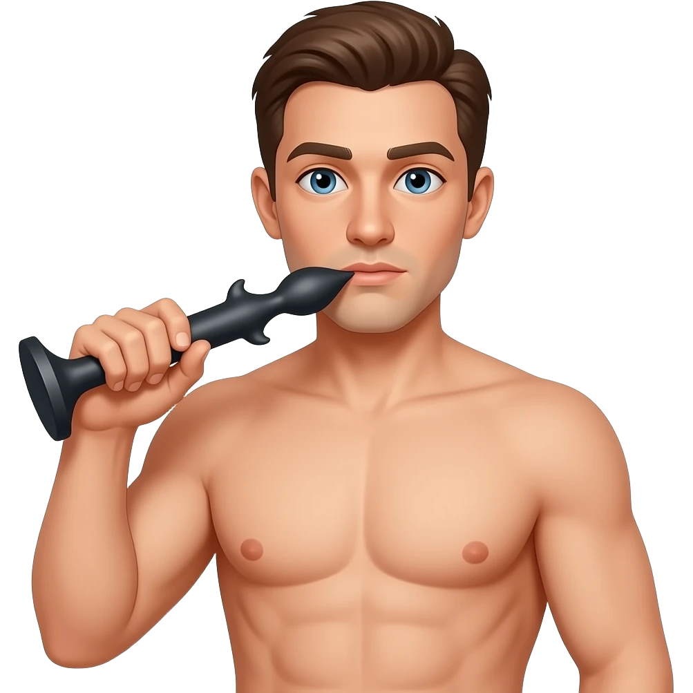 Naked man playing with adult toy emoji