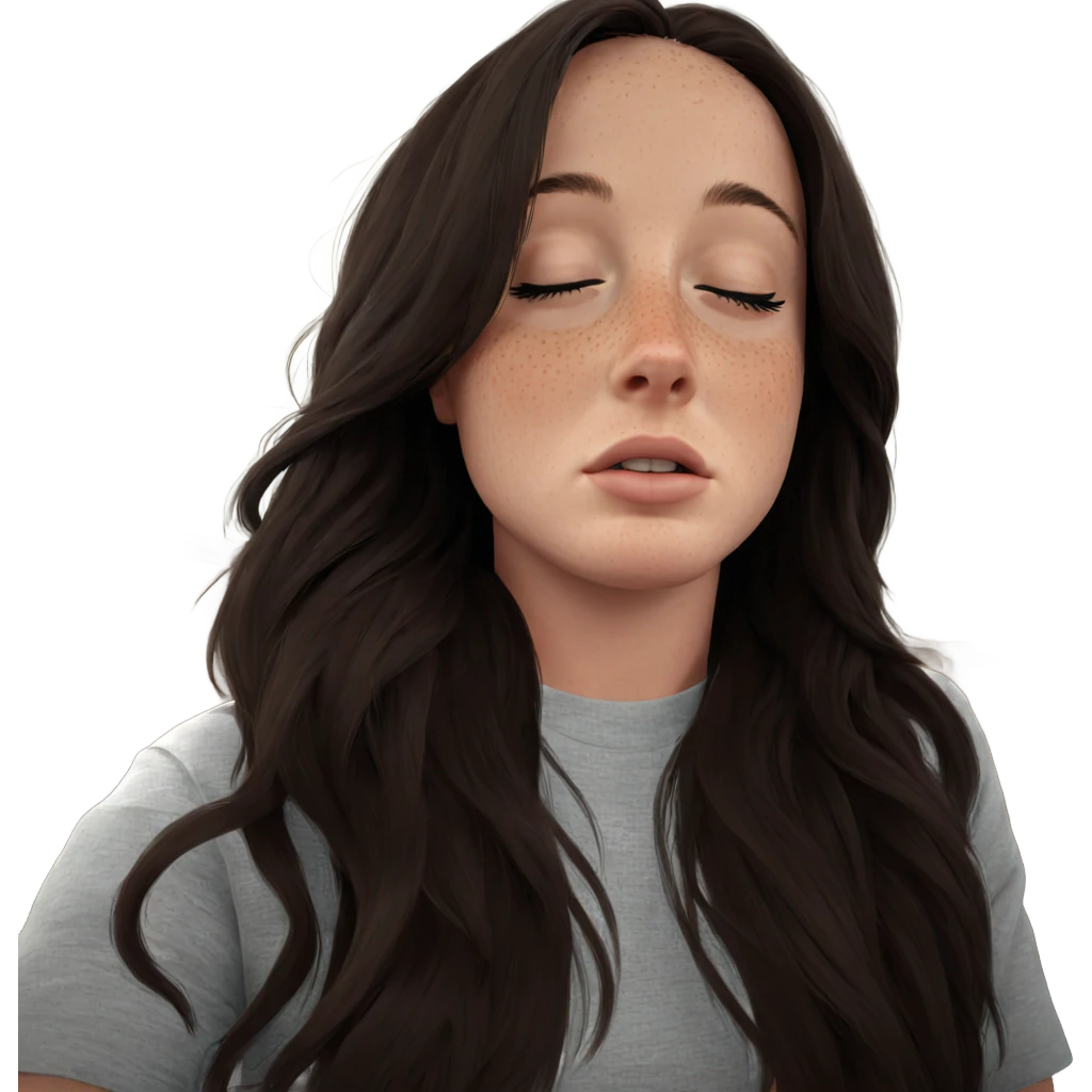 freckled girl with closed eyes emoji