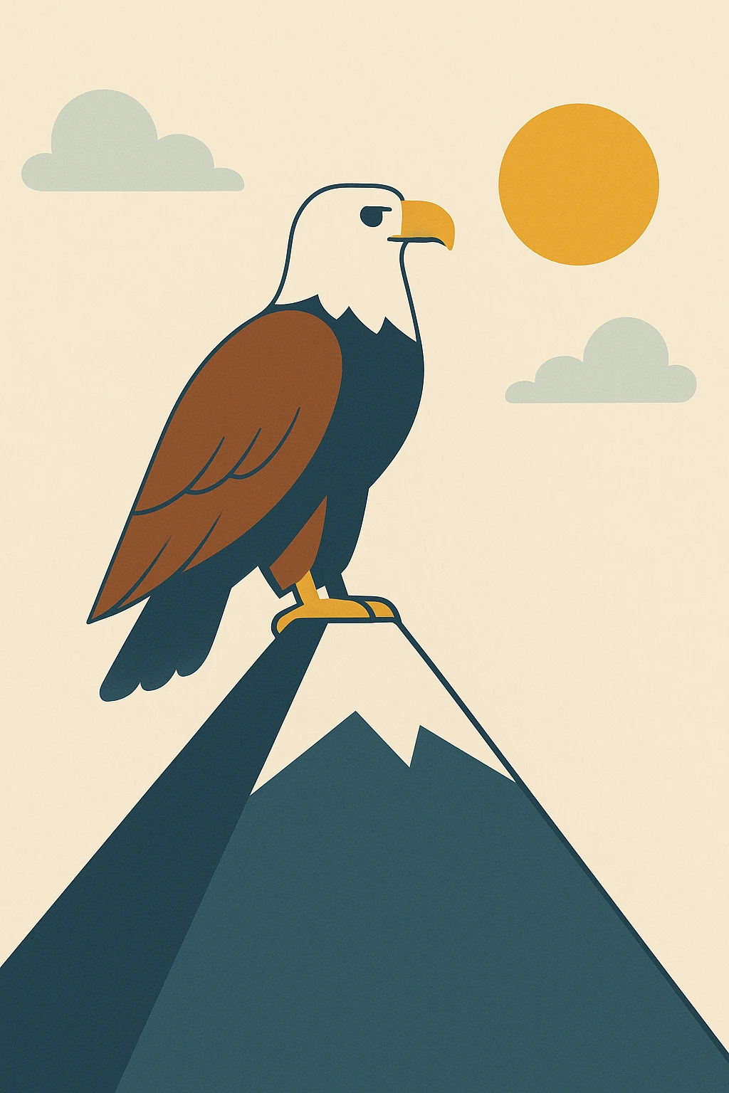 Flat design style eagle in the peak emoji