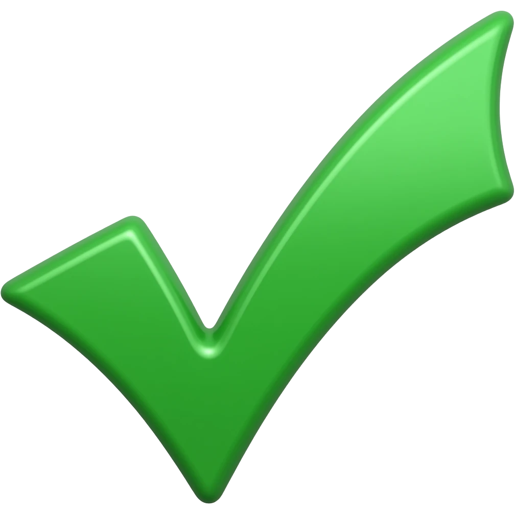 Un signo de palomita de color verde sin curvas y recto emoji