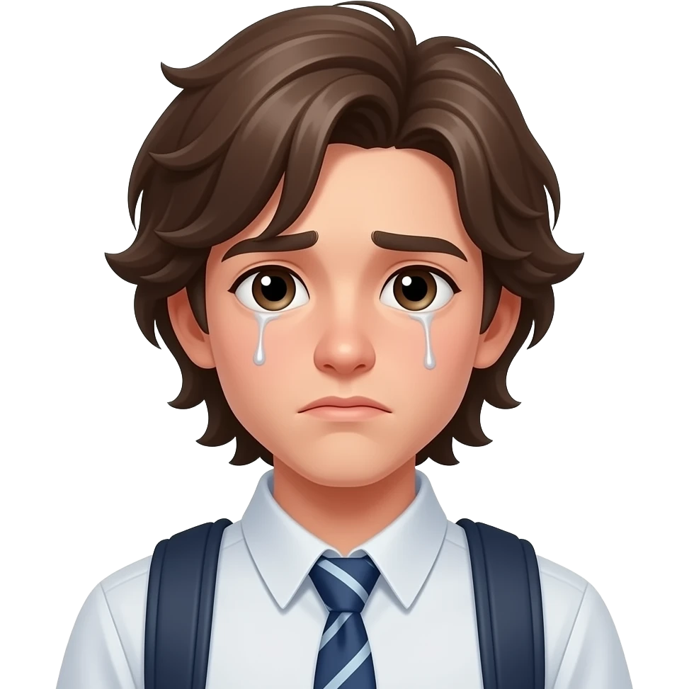 pretty boy student long hair sad emoji