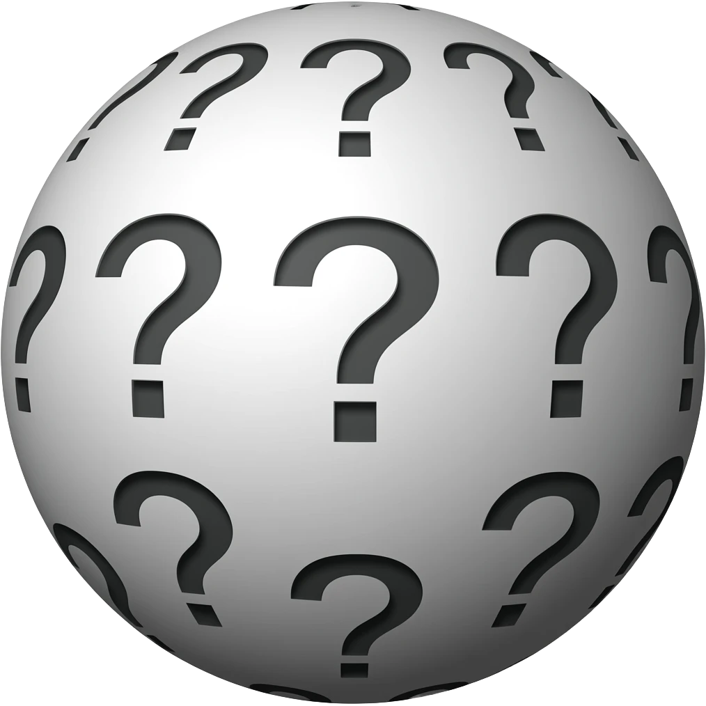 ❓ A dimensional, question-mark-laden orb, emoji