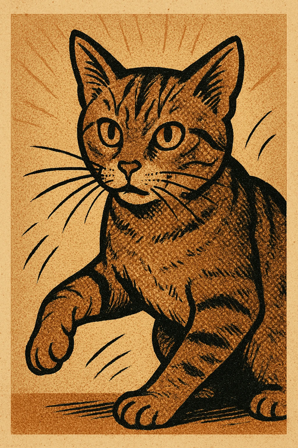 a cat, old school comic book style illustration emoji