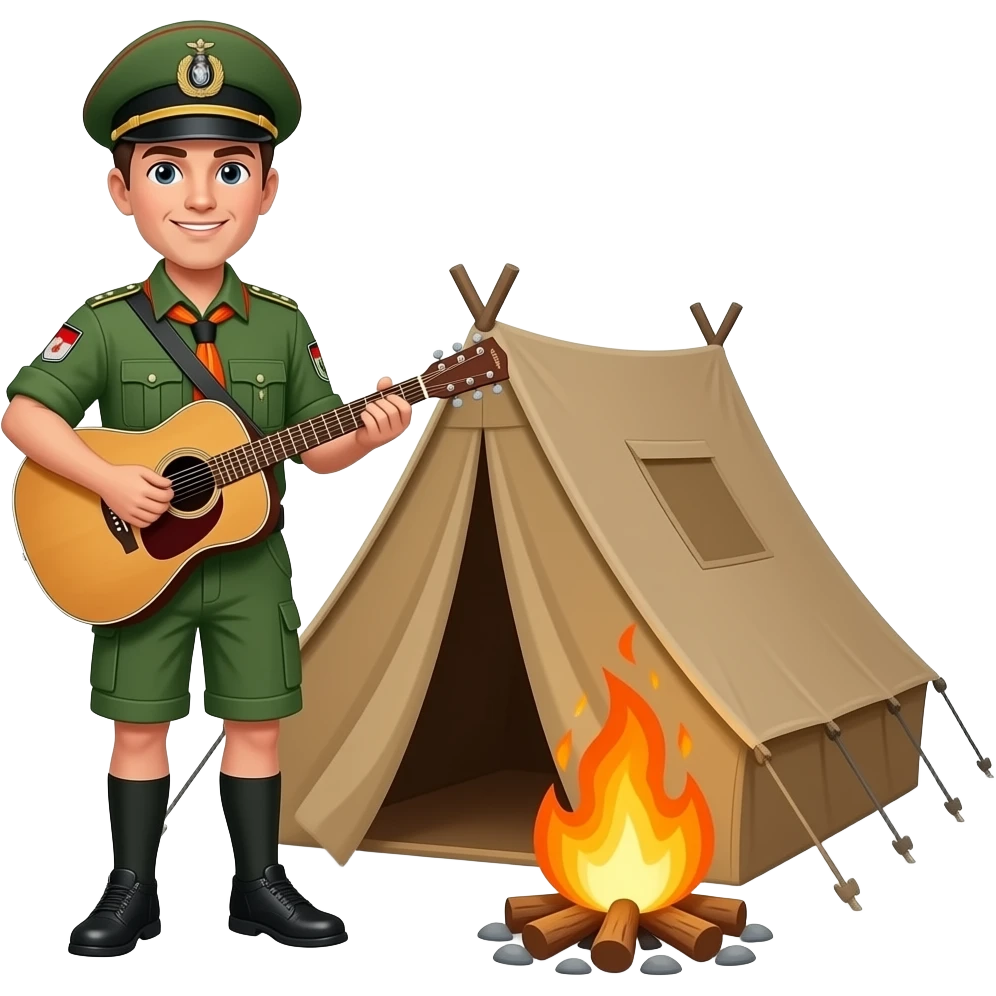 deutscher scout mit   guitar  zelt campfire emoji