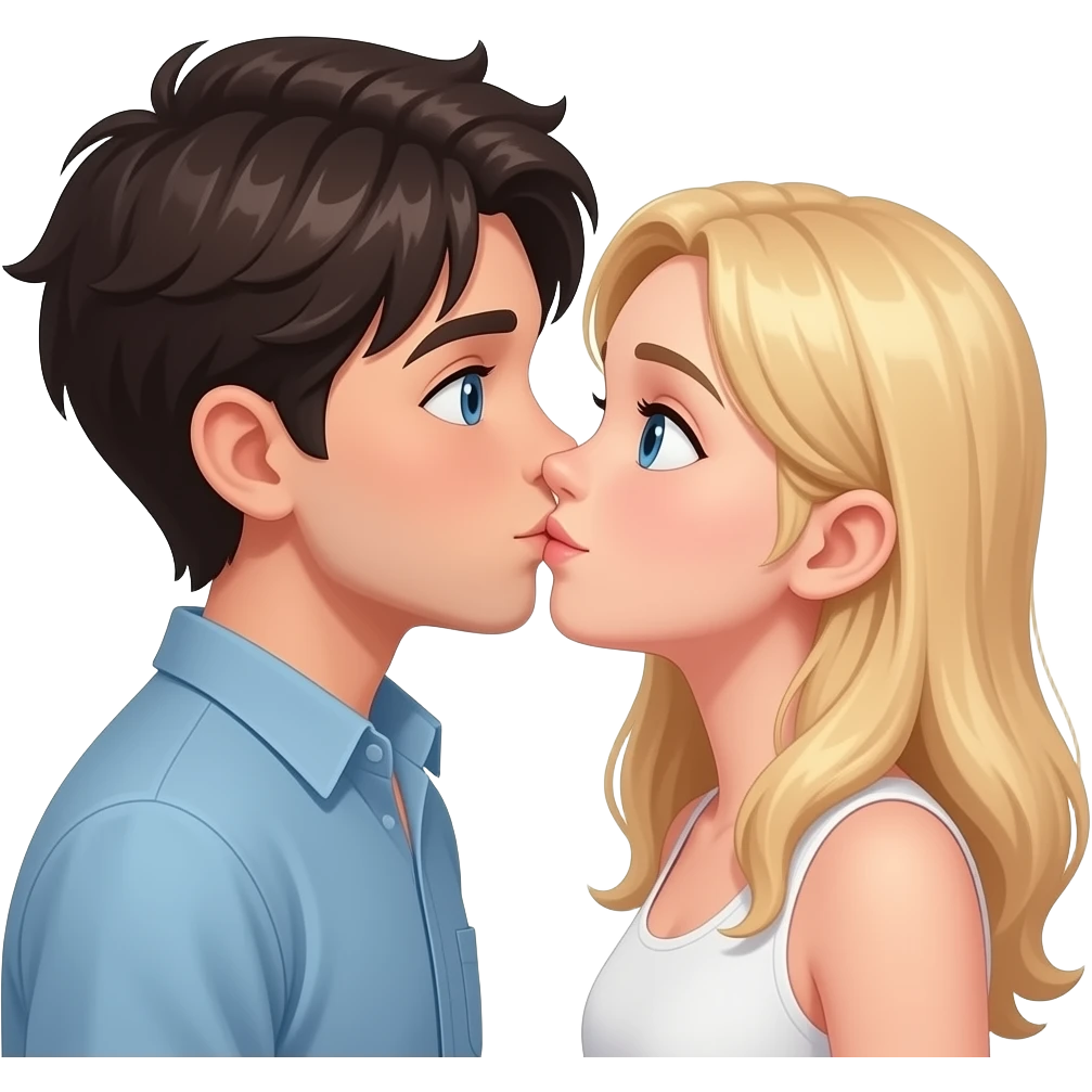 que el chico sea blanco y pelo morocho besandosecom una chica rubia blanca emoji