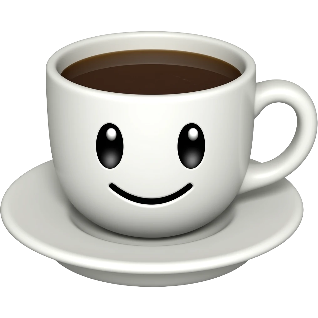 coffee cup animated whith eyes and mouth  happy emoji