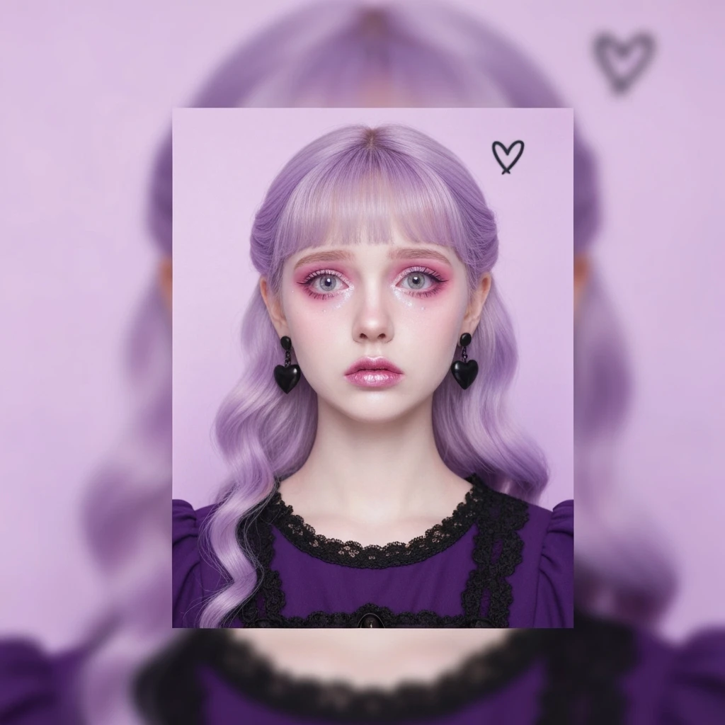 pastel goth profile picture with a heart accent, cute, expressive, minimal, variation 2 emoji
