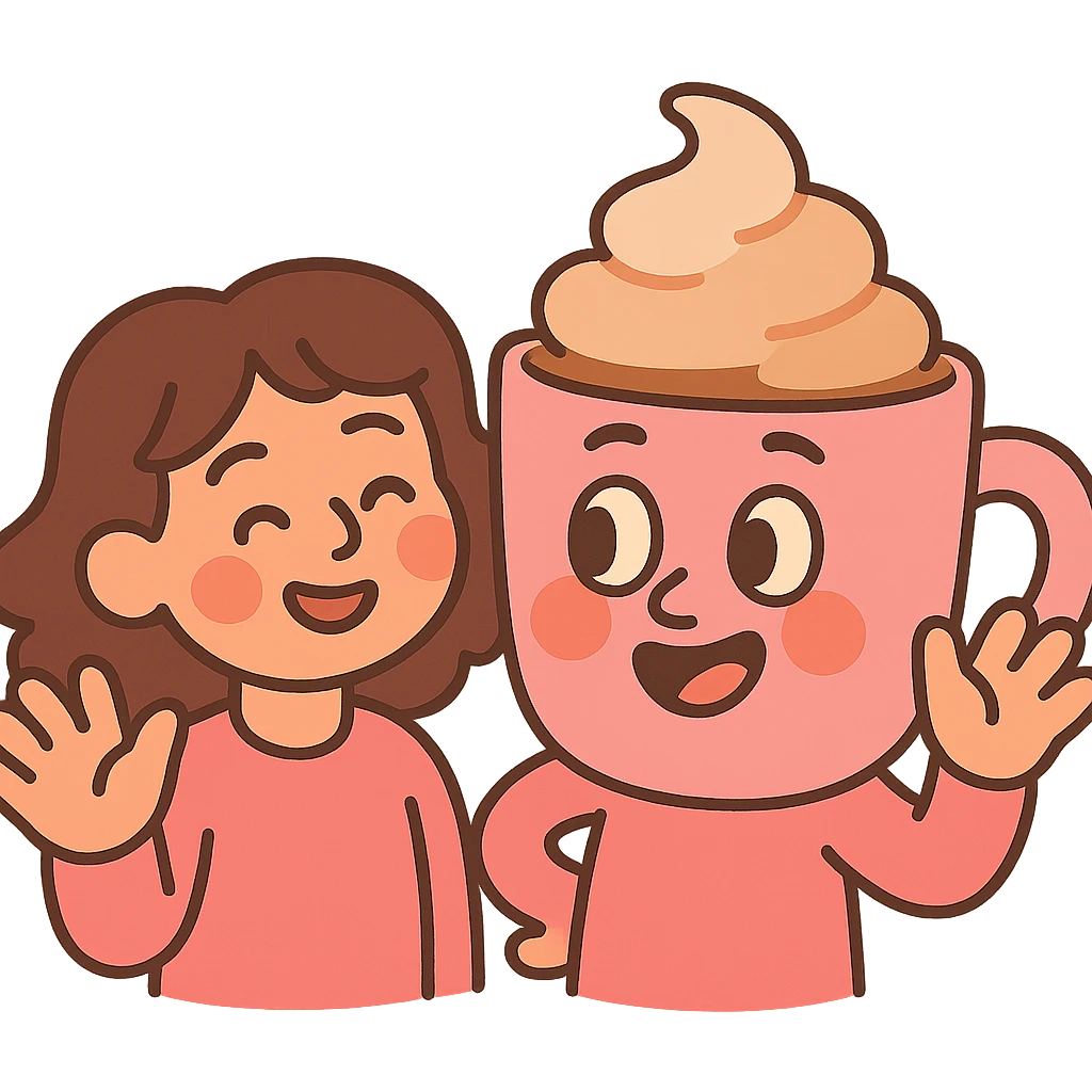 pink mocha, cute and inviting emoji