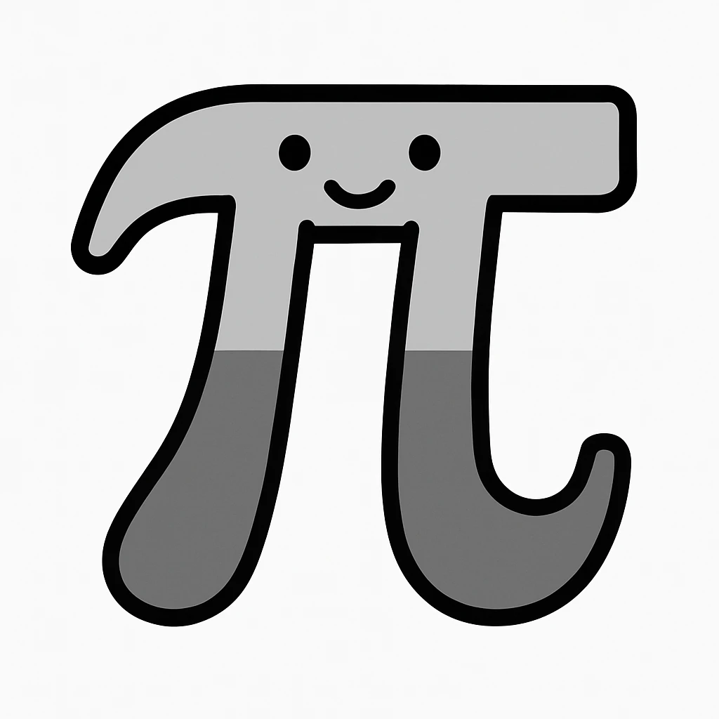 the mathematical symbol pi (π), simple and bold, flat gray illustration style emoji