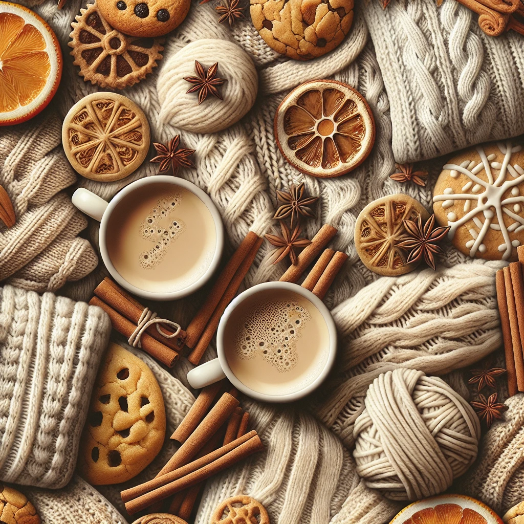 knitted sweater texture, seamless pattern, warm beige and cream tones, cozy autumn background, soft fabric style emoji