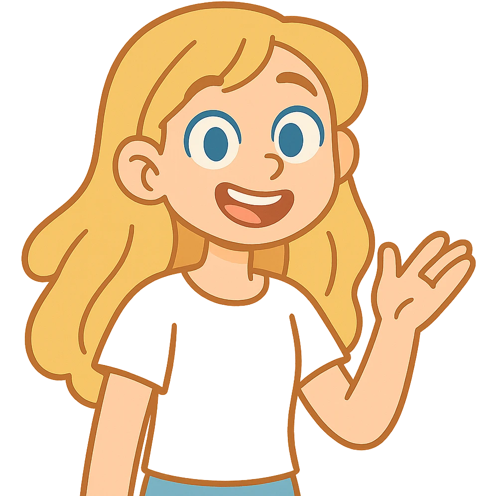 girl with long dirty blond hair, blue eyes, wearing a white top in pastel toon style emoji