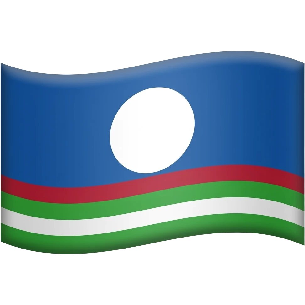 голубое небо без облок 1 белый круг в середине 1 красная полоса в низу 1 зелёная полоса выше красной полосы 1 белая полоса ниже зелёной полосы  в виде флага emoji