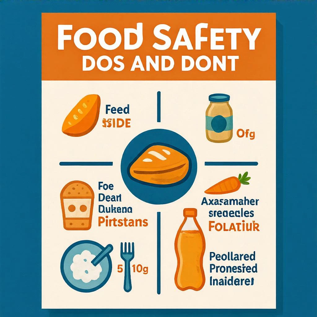 make a detail poster with title of "food safety dos and dont" emoji