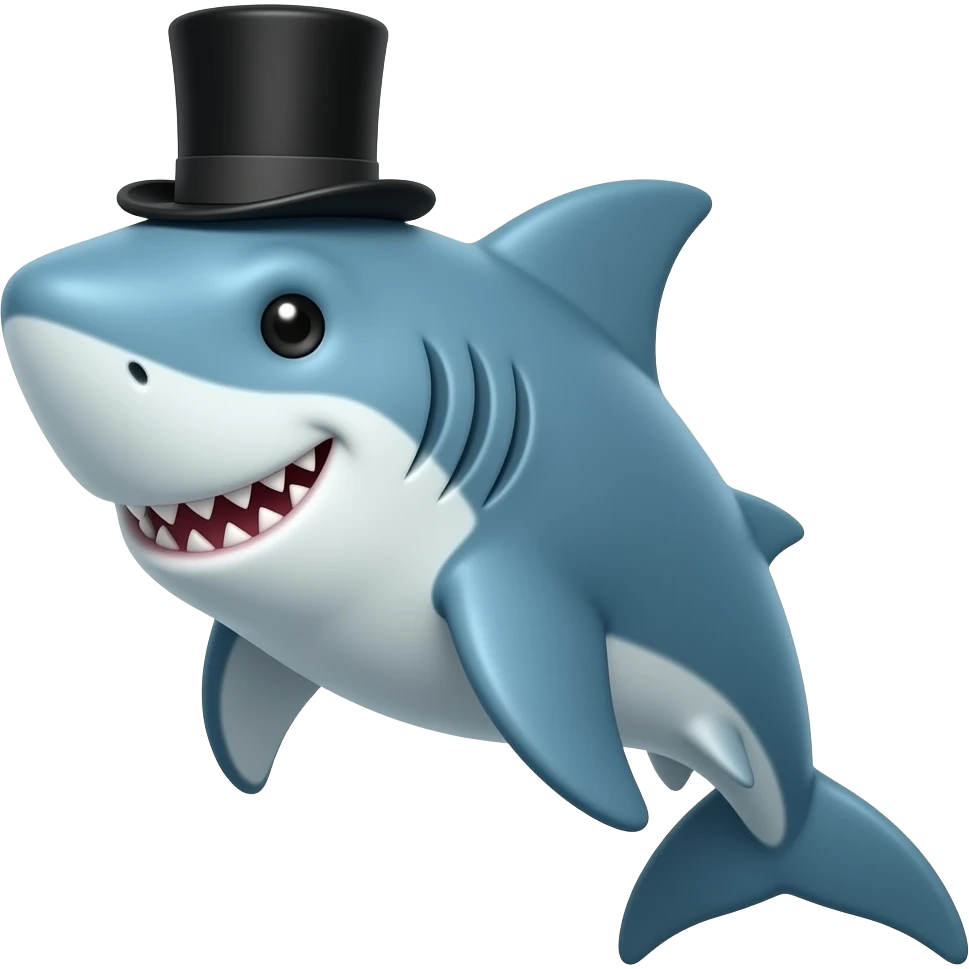 Shark with a top hat emoji