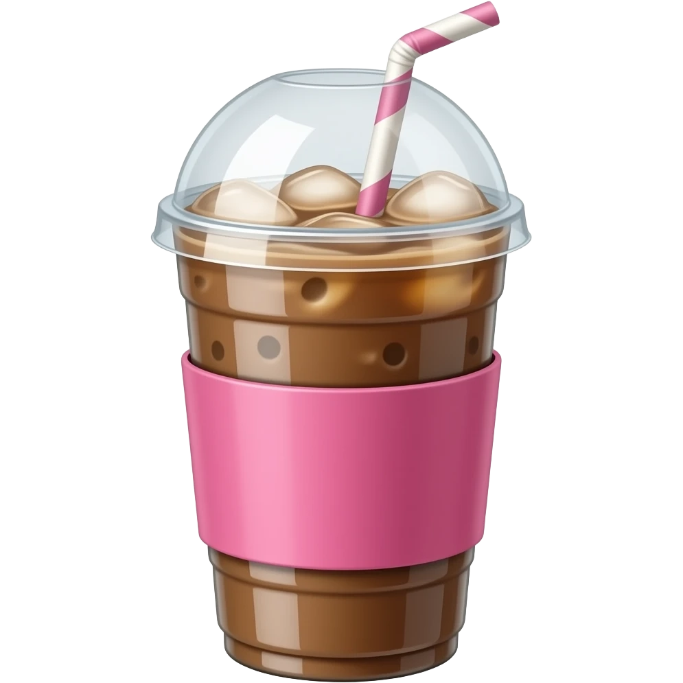 iced coffee with pink sleeve emoji