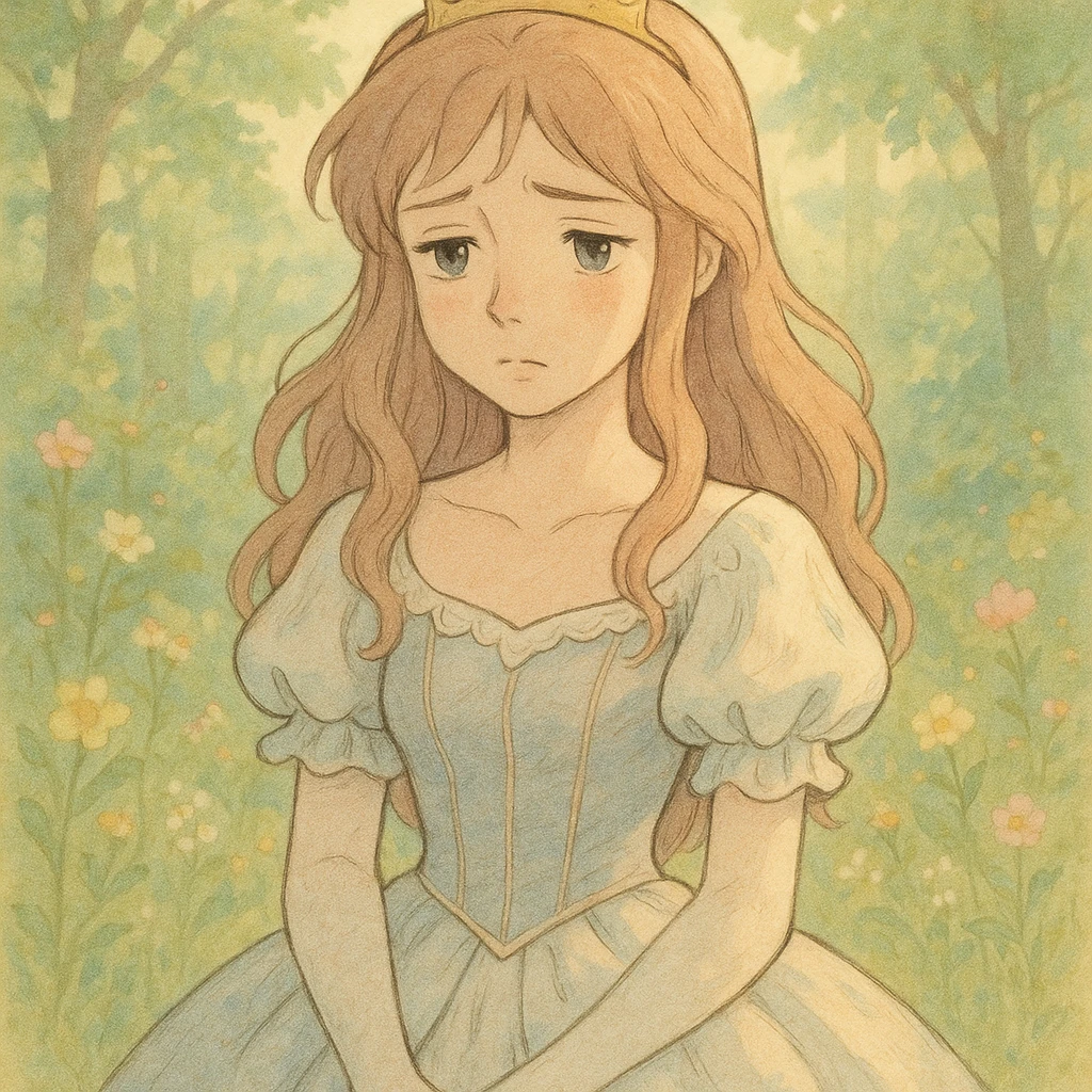 sad princess in ghibli style illustration emoji