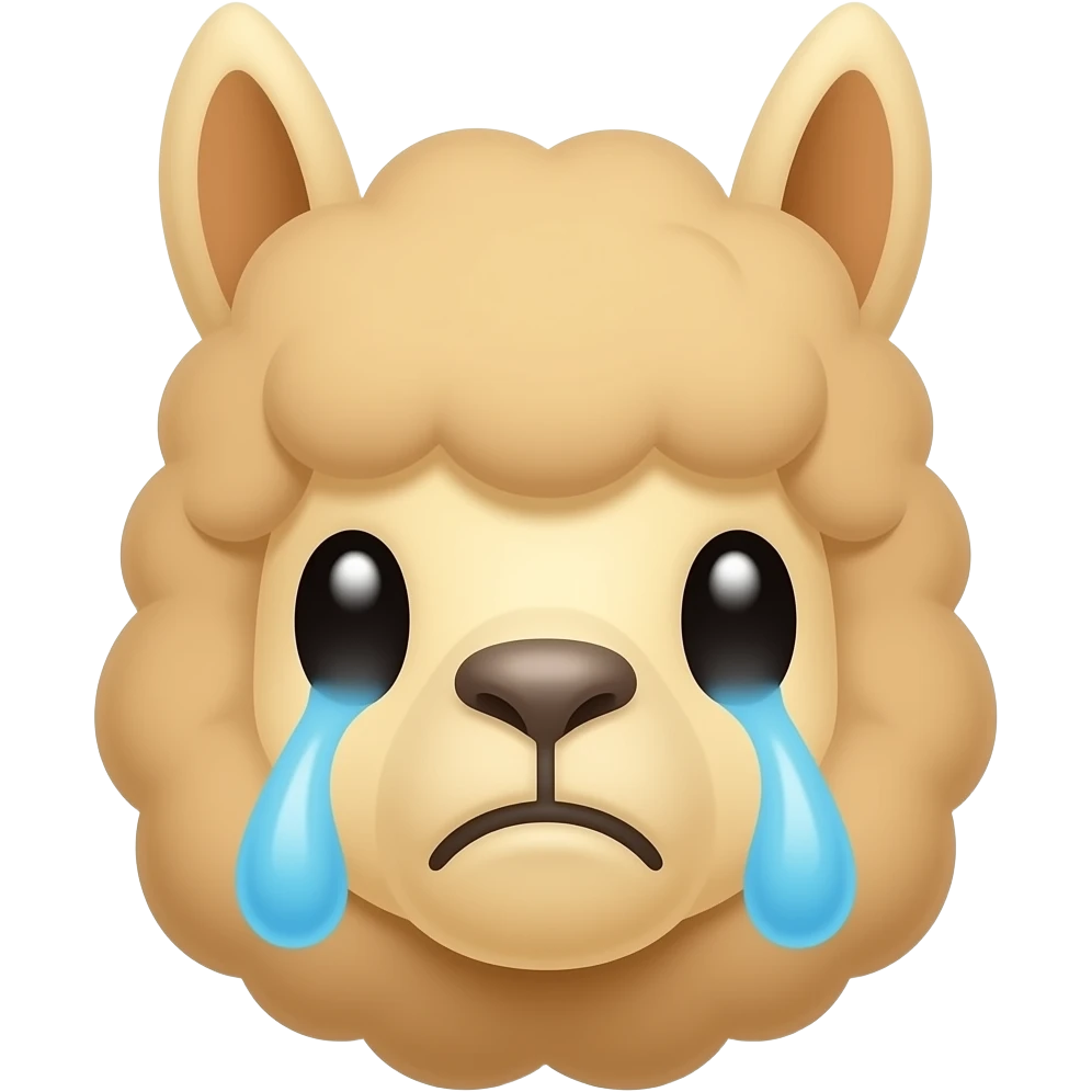альпака плаче і дивиться прямо тільки лице і мила мультяшна emoji