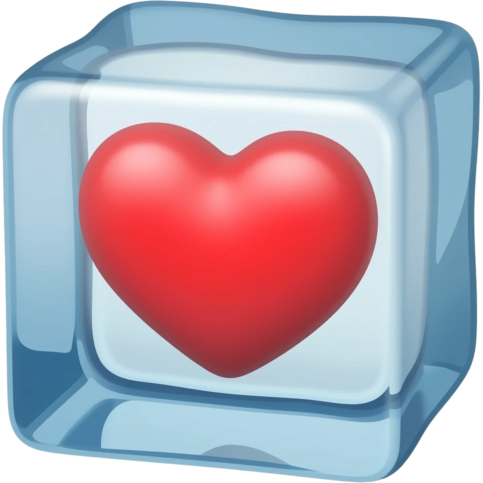 Coracao vermelho dentro do bloco de gelo emoji