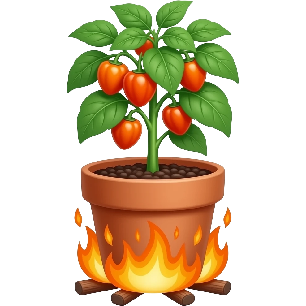 orange habanero plant in the pot hot fire emoji