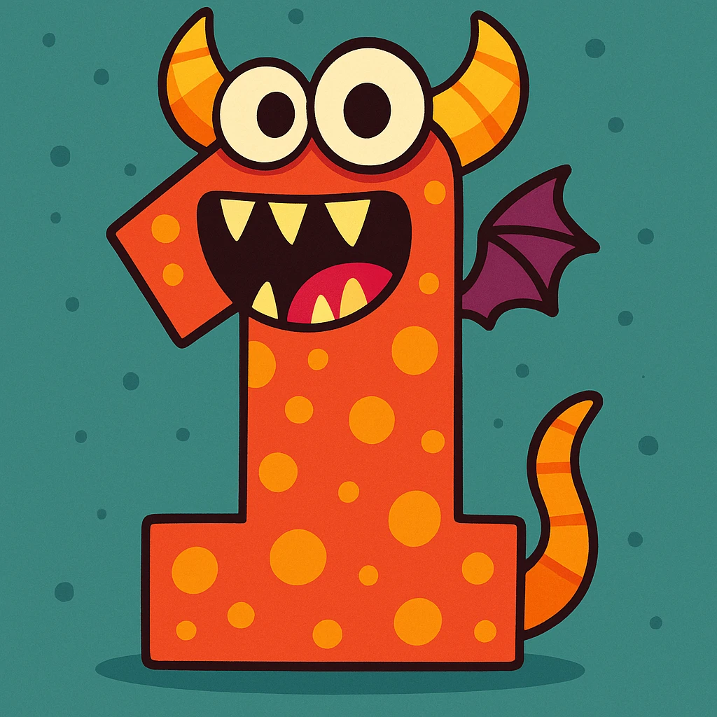 The number 1 as a fantasy monster emoji