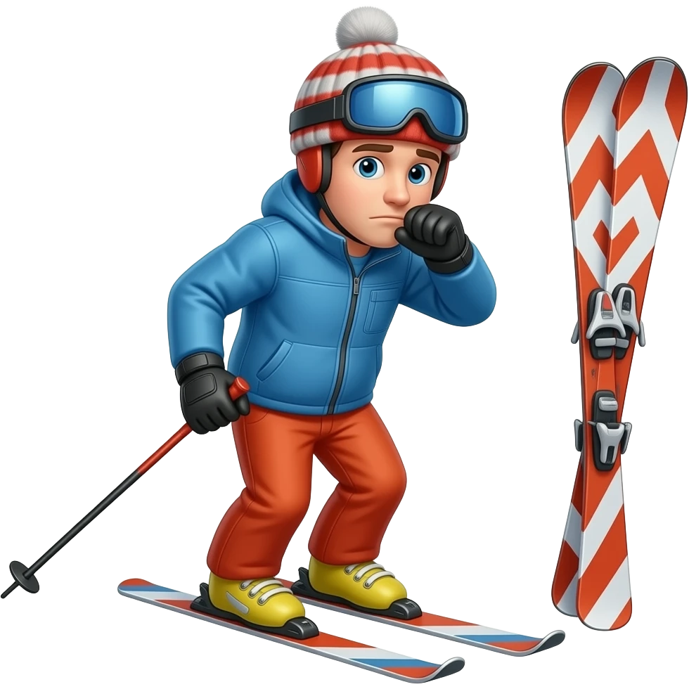 Jemand vergisst seine Ski beim Skifahren emoji