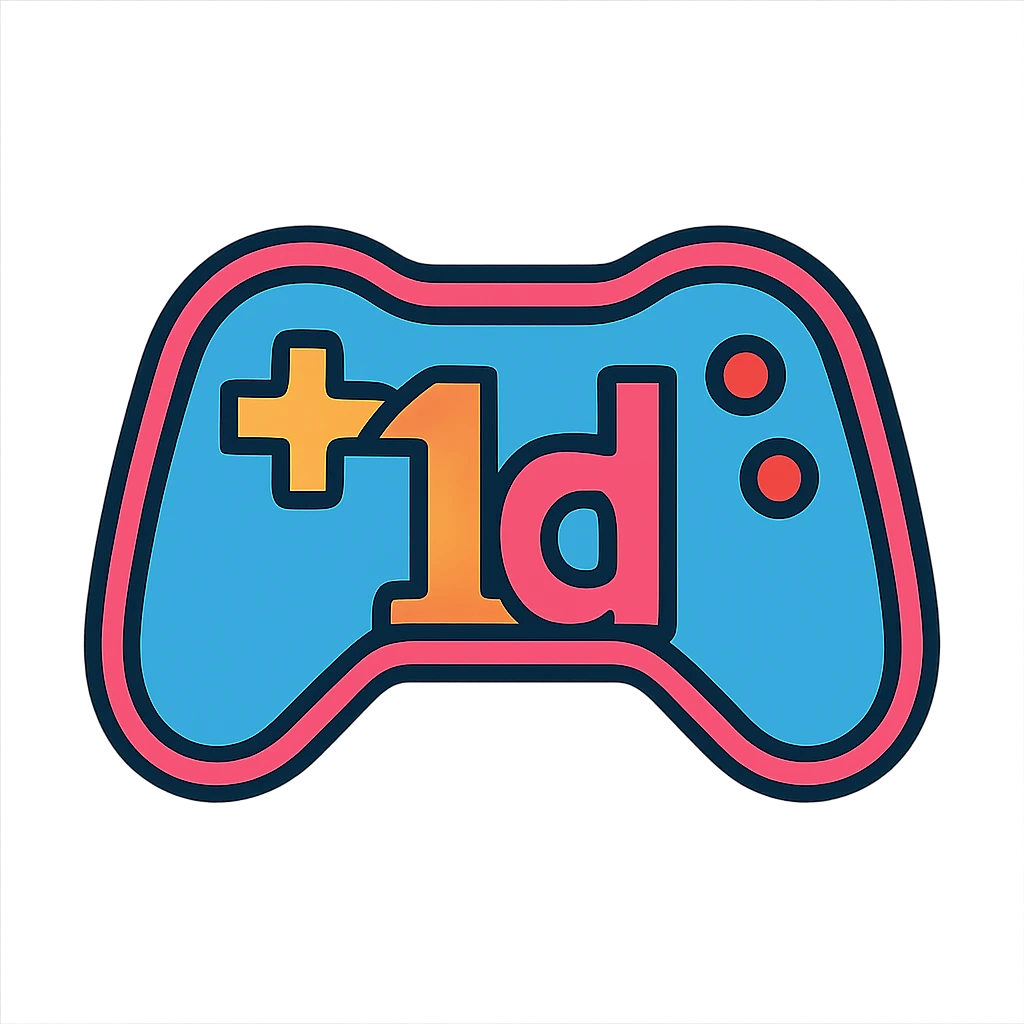 gaming logo with '1d' text, dynamic icon style, energetic and eye-catching emoji