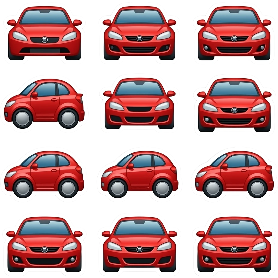 Made by emoji making stickers making emoji red colour cars  looking one sides difference difference designs difference an 12 car emoji
