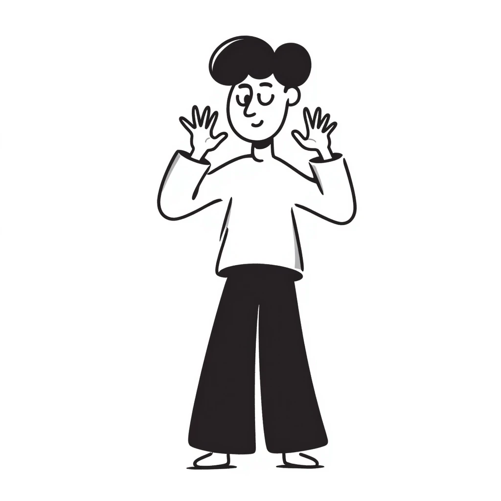 sketch of a person with sloping shoulders and hands up, as if dodging responsibility emoji