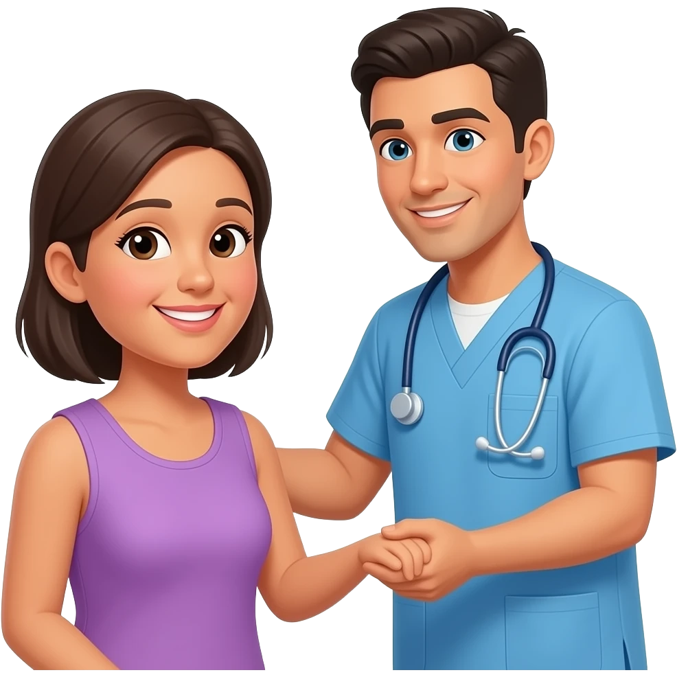 hispanic male nurse helping client and they're friendly with each other emoji