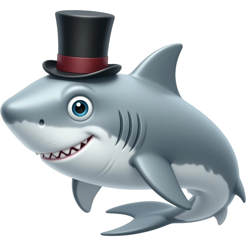 Shark with a top hat emoji