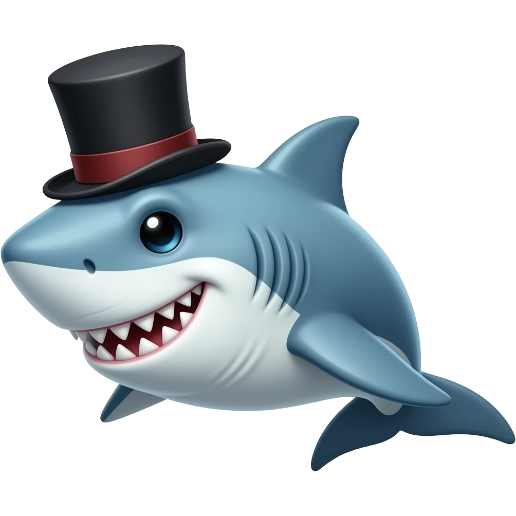 Shark with a top hat emoji