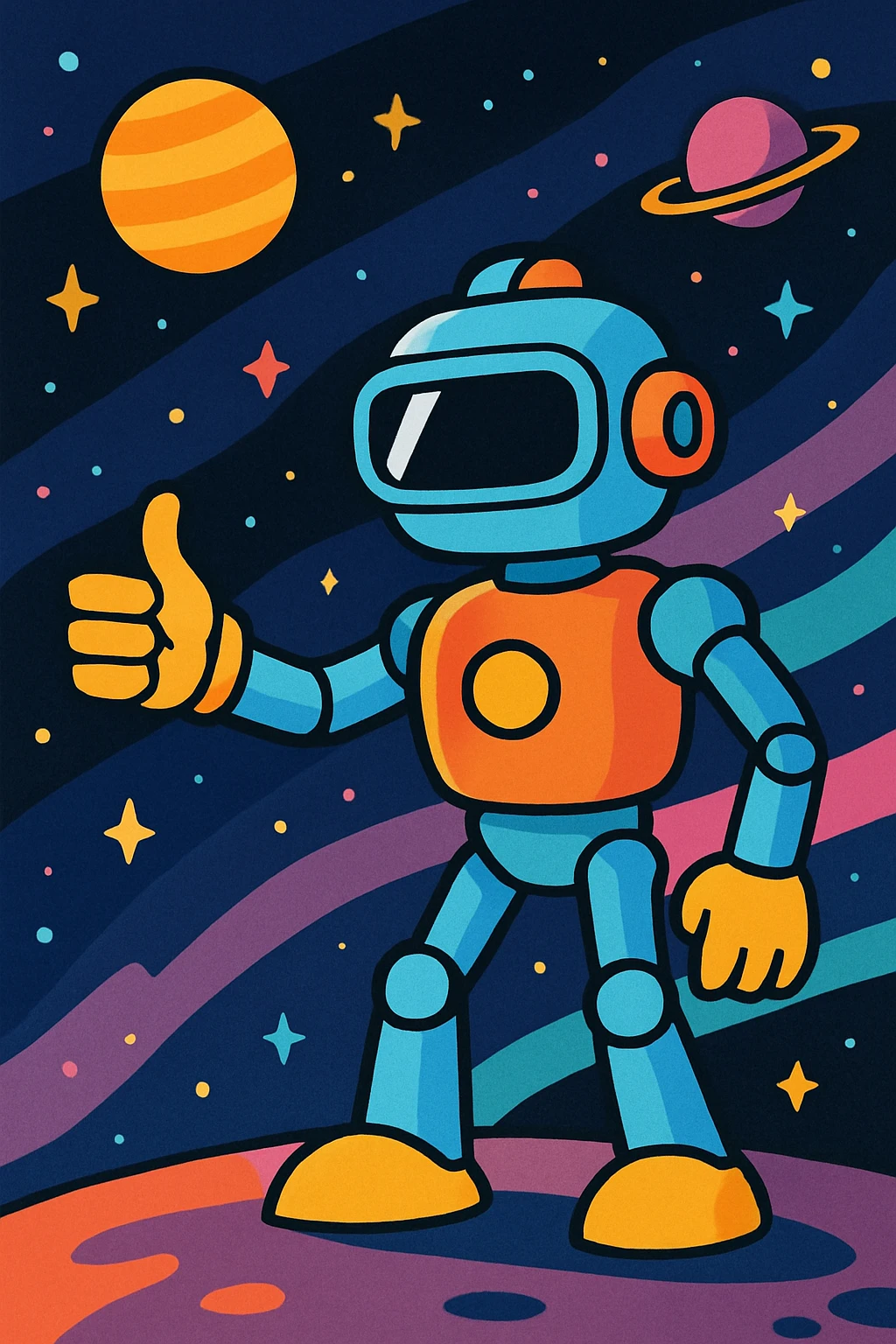 A robot hitchhiking across the galaxy emoji