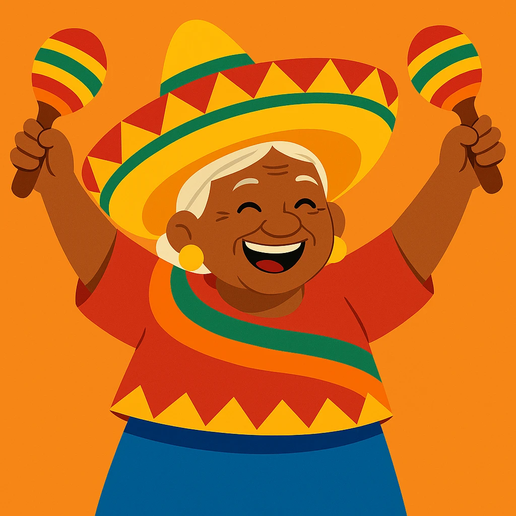 Add maracas to both hands, maintain cheerful and festive look with vibrant colors and celebratory style. emoji