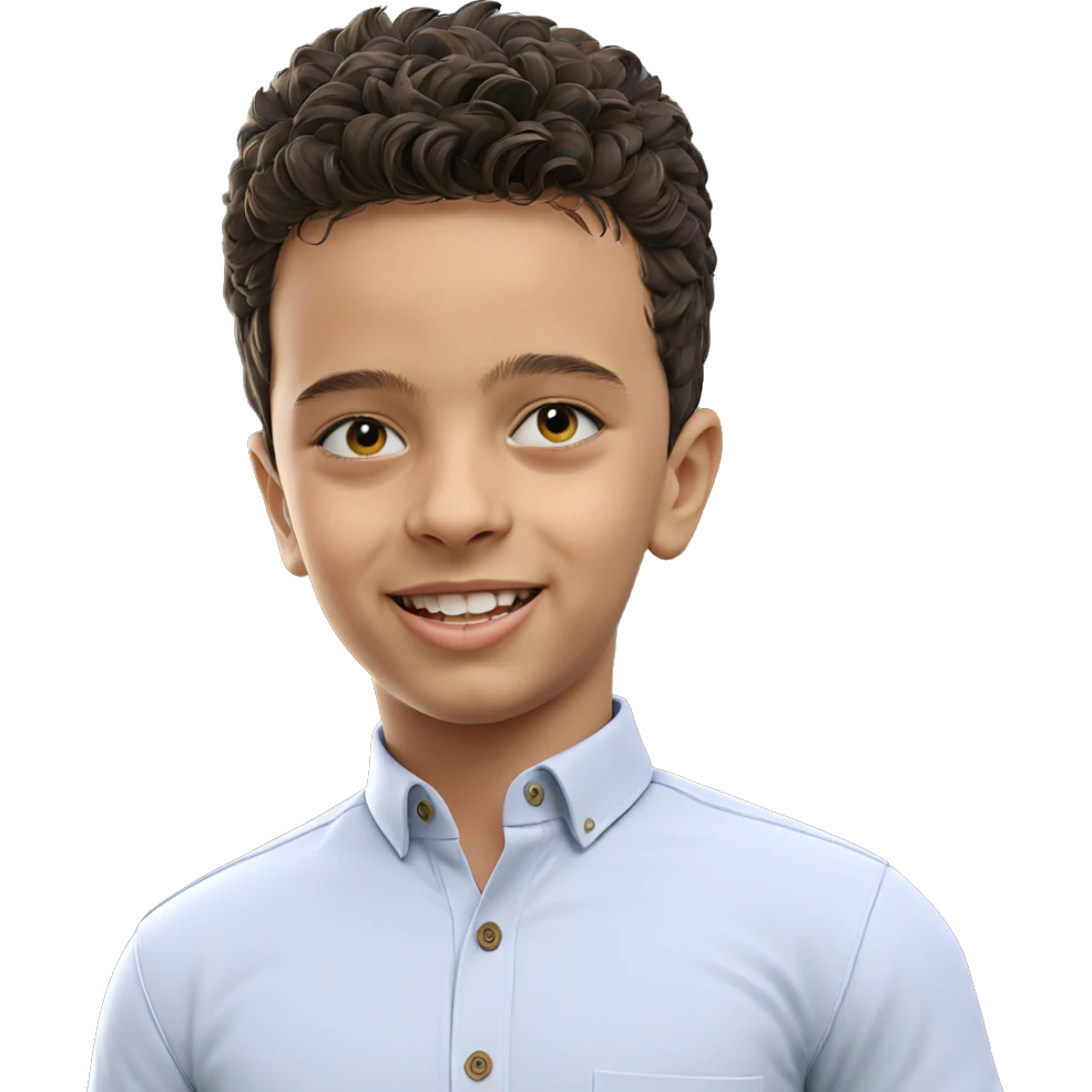 smiling boy outdoors in shirt emoji