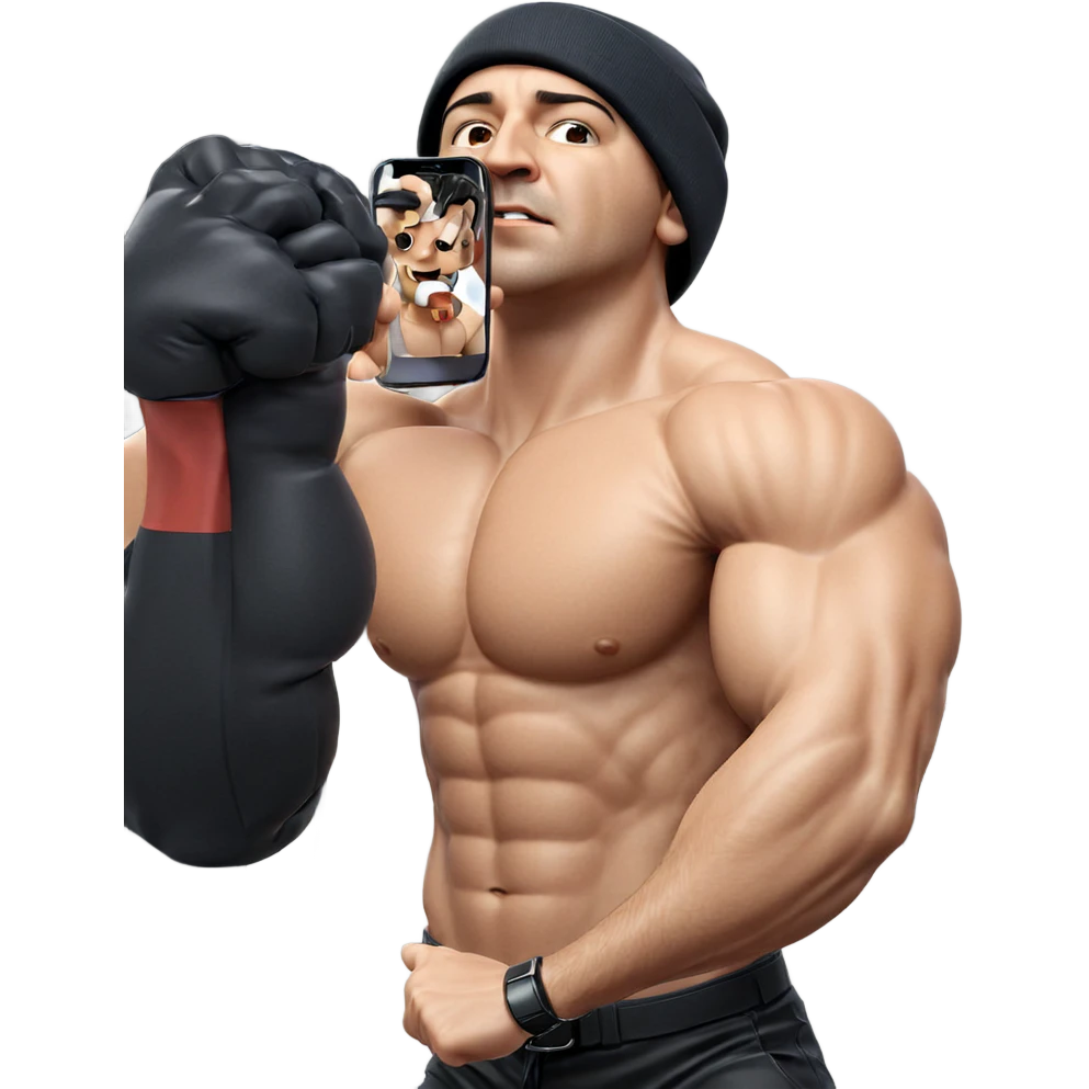 muscular male taking selfie emoji