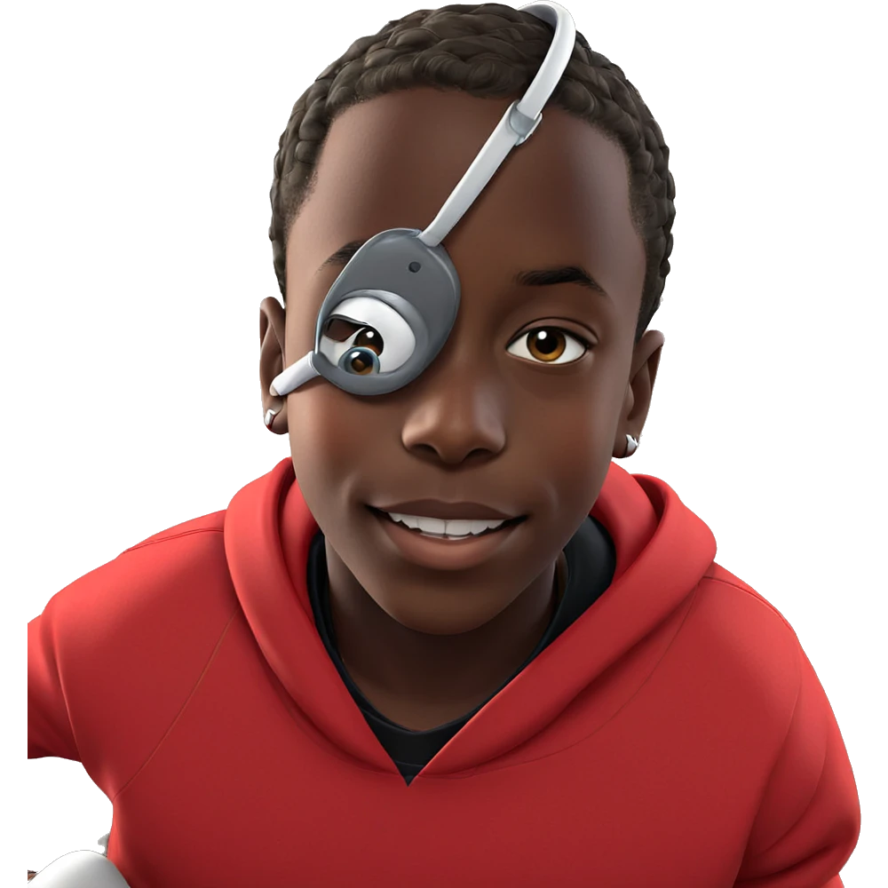 dark-skinned boy in red hoodie emoji