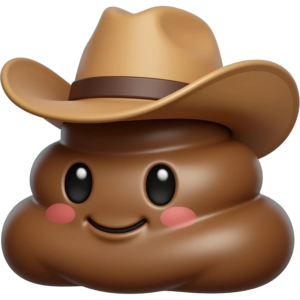 Cute 💩 with cowboy hat  on Sideways emoji