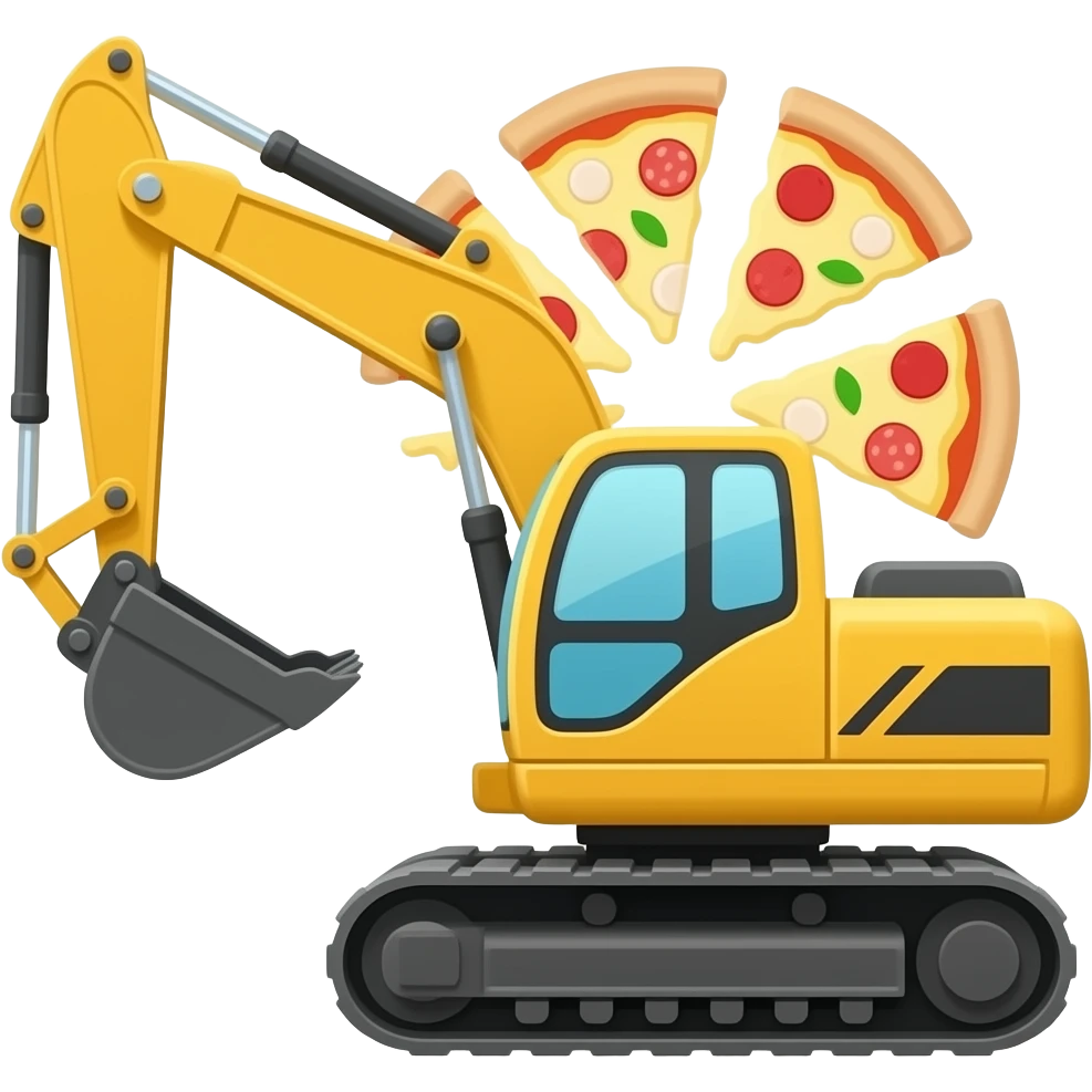 excavator  pizza emoji