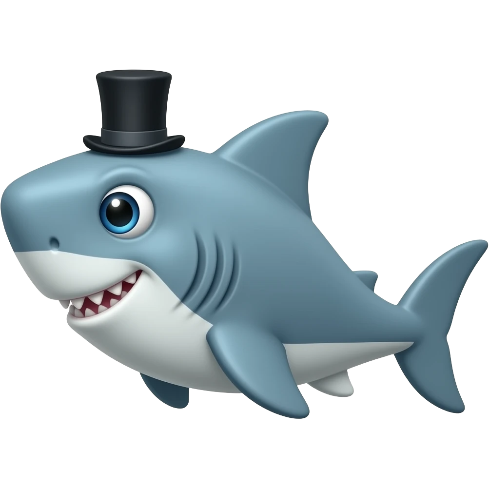 Shark with a top hat emoji