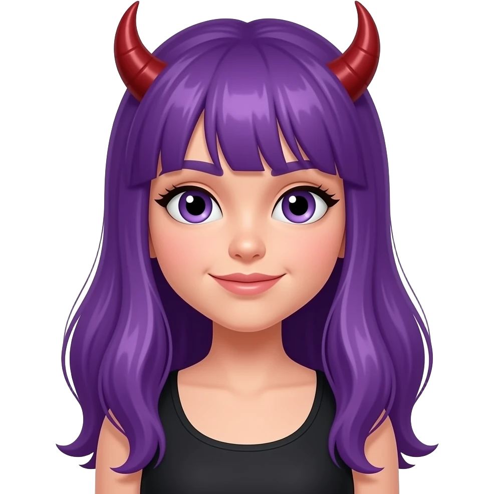 GIRL WITH LONG PURPLE HAIR WITH A DEVIL emoji