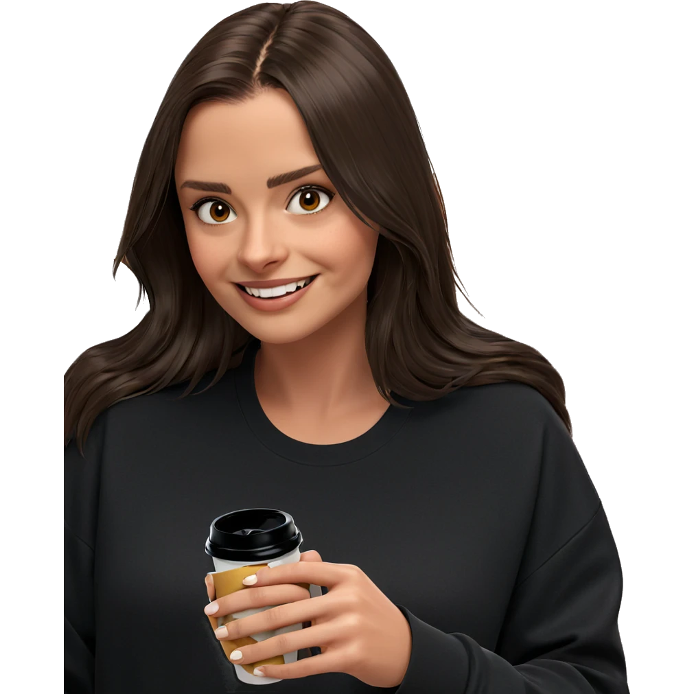 smiling girl with cup emoji