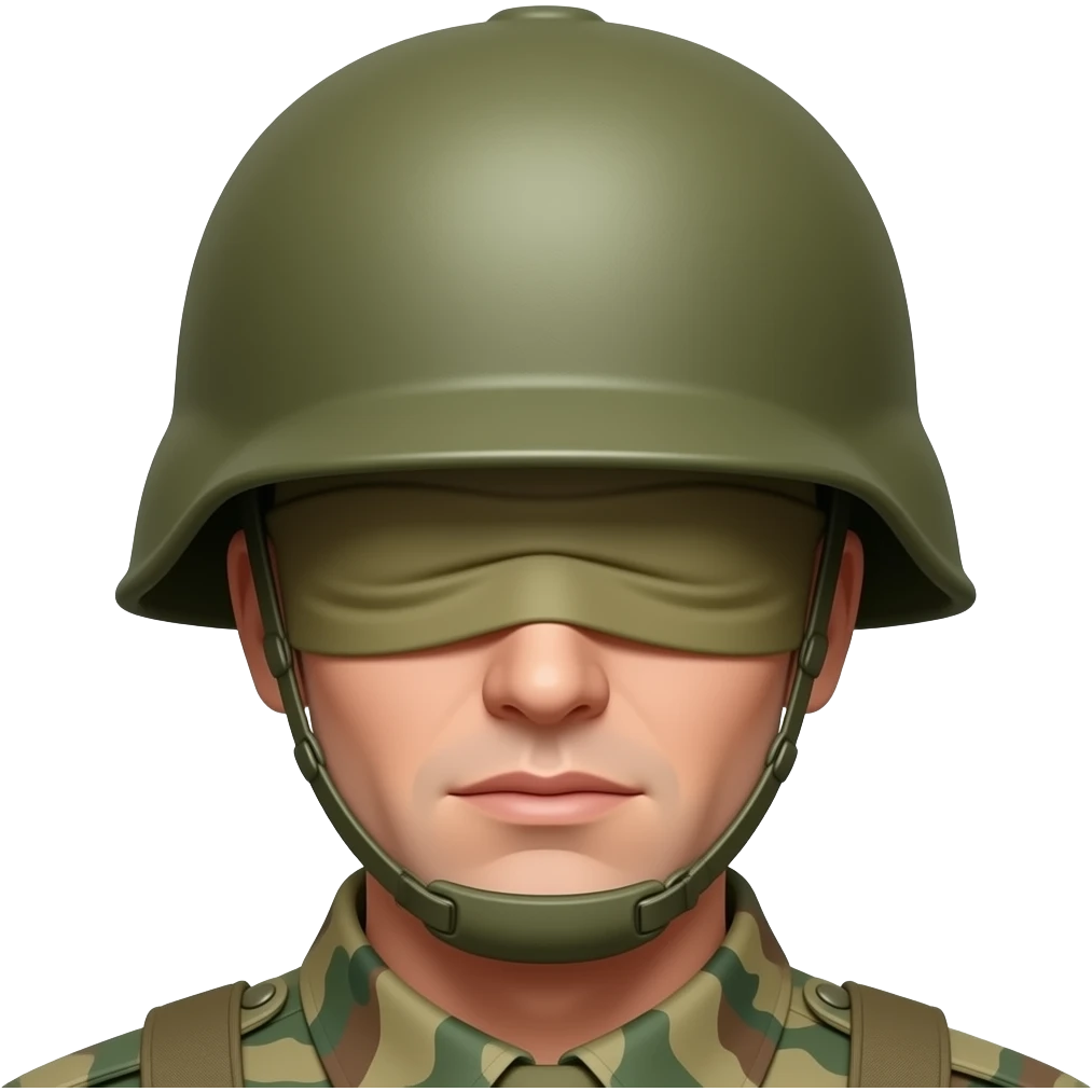 A red soldier with a big army hat that covers his eyes emoji