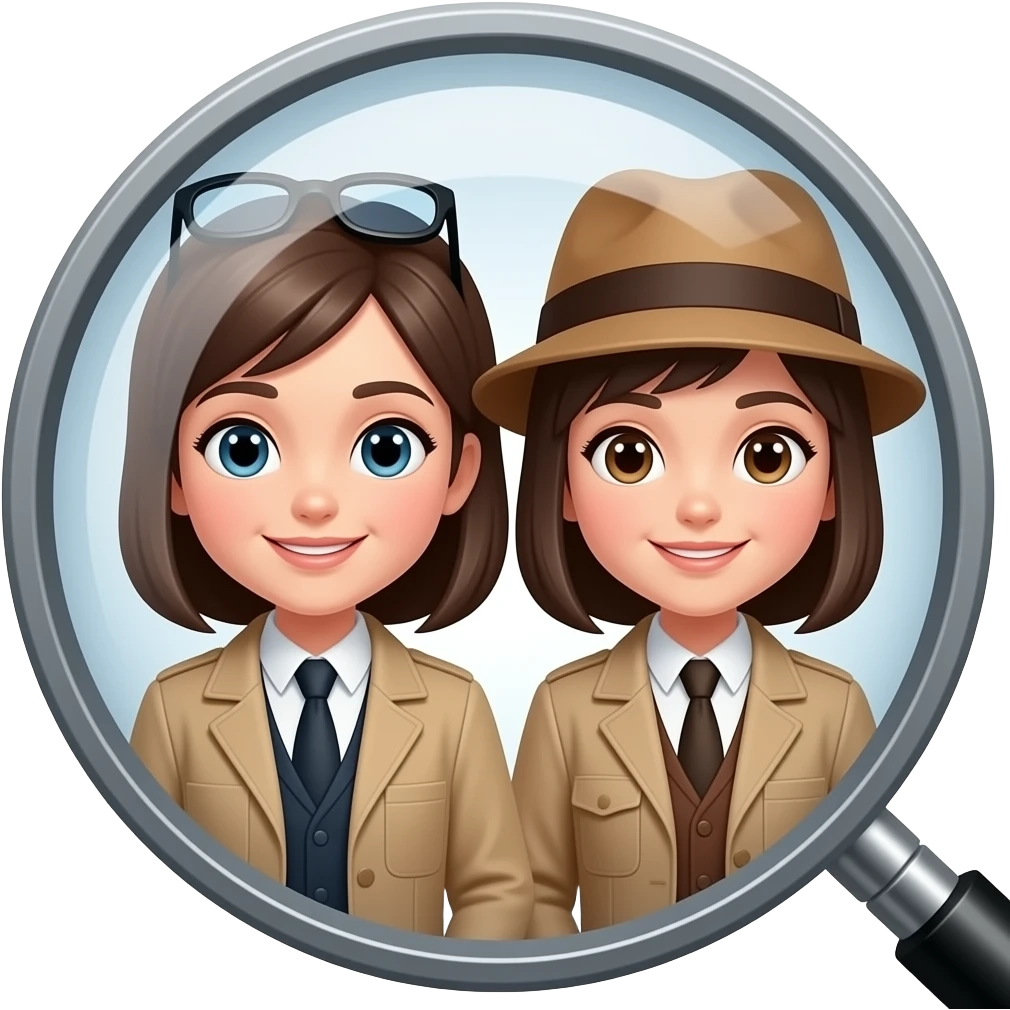 2 girls detectives together magnifying glass emoji