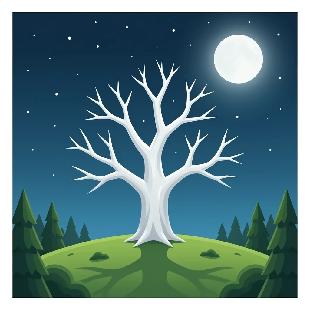 cinematic - white bare haunted tree on hill emoji