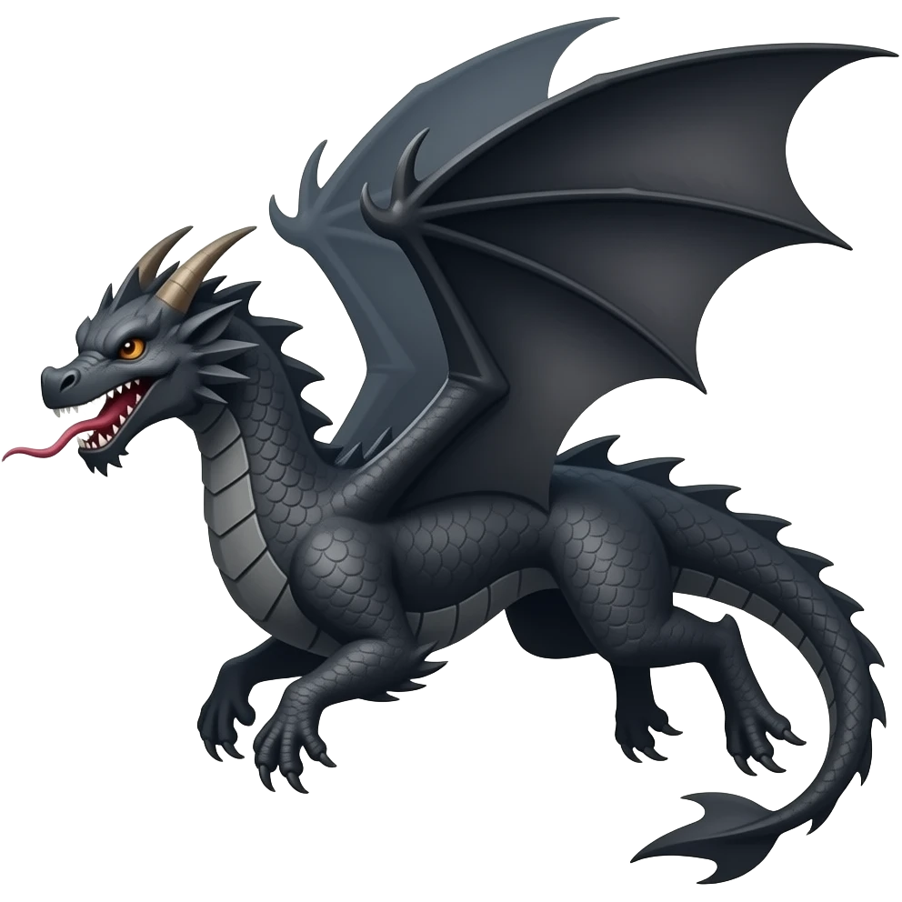 Flying angry Black dragon emoji