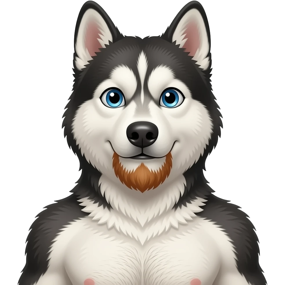 Shirtless ginger husky man with beard emoji