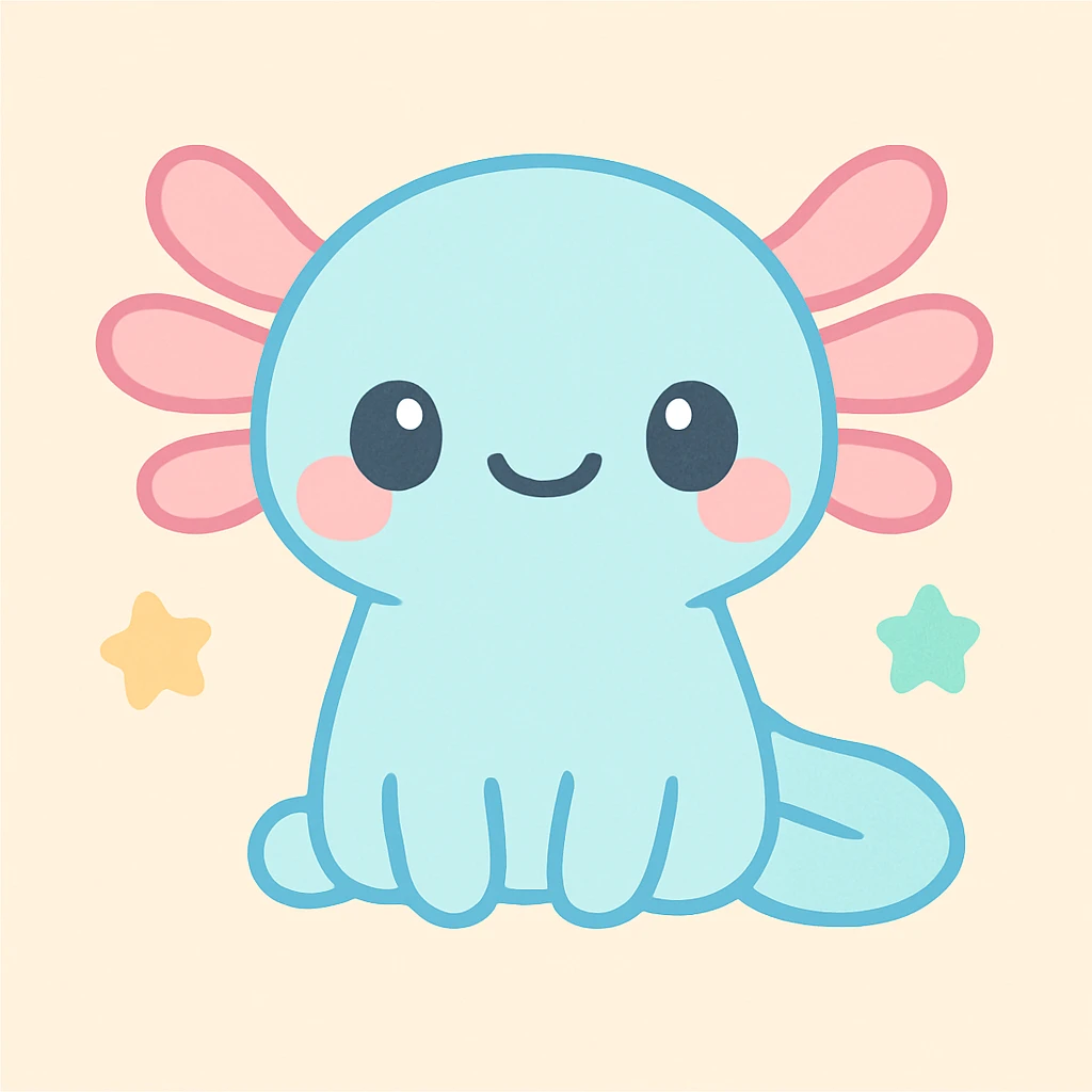 axolotl, kawaii cartoon style, charming and sweet emoji