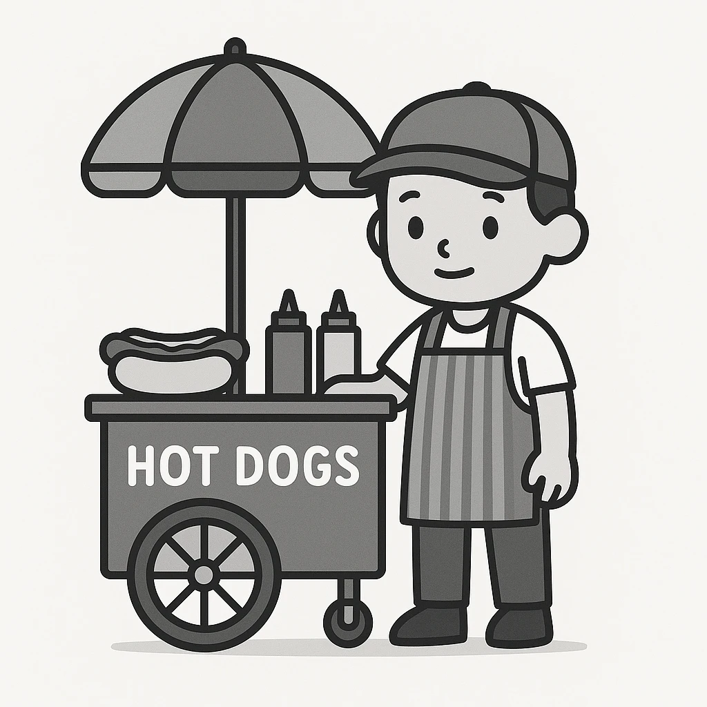 hotdog seller in New York with cart emoji