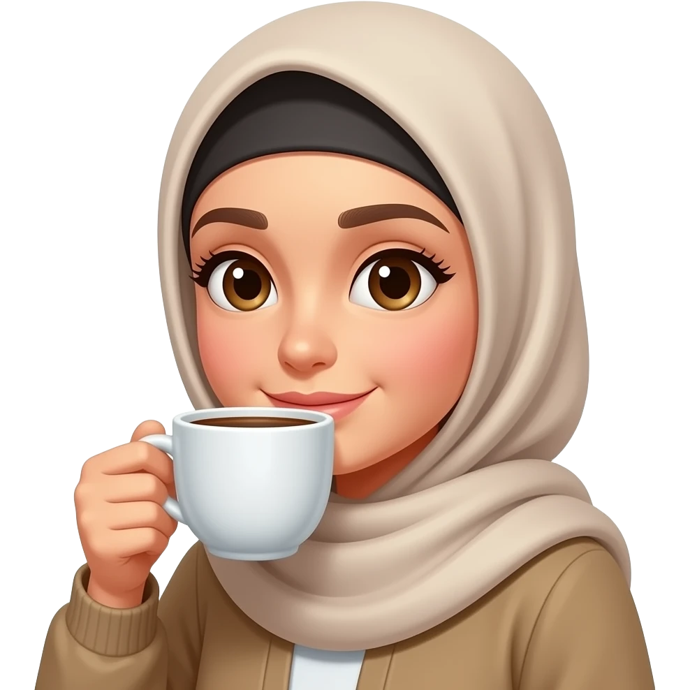 tesettürlü kahve içen kiz emoji